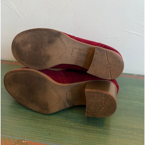 Canyon River Blues Boots Womens 8 Red Savannah Slouch Mid Suede Pull On Heels - Picture 8 of 10